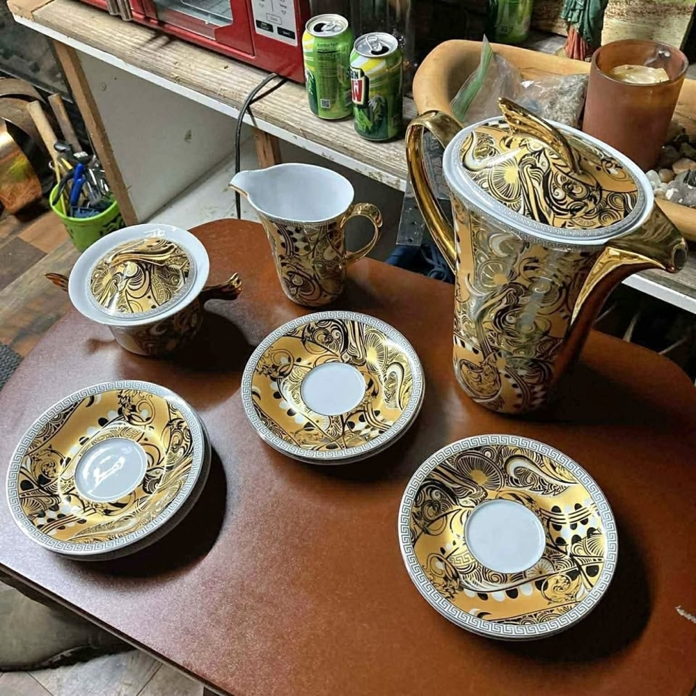 Versace Gold and Black Dinnerware Set